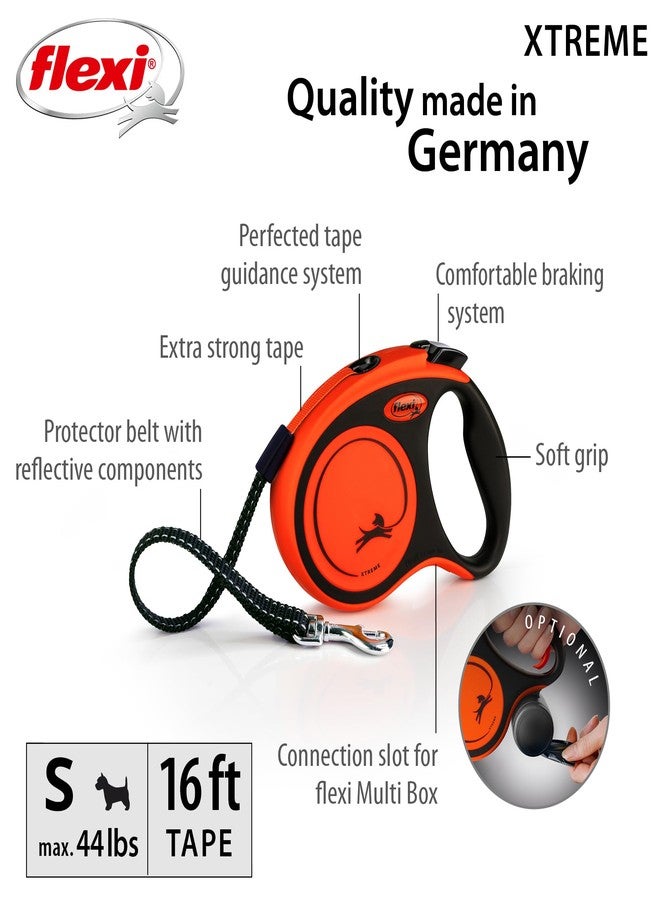FLEXI New Classic Tape Retractable Dog Leash for Small Dogs Upto 44 lbs.– 16 ft.,Orange/Black | Tangle Free Pet Walking Leash with One-Handed Brake, Pause, Lock | German Quality Product - Image 2